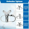 thumbnail image 4 of Hearth & Gear Outdoor Clothes Drying Line Set Including Steel Wire Rope 5 Inch Pulley S Shaped Divider Tensioner Screws Hooks And Expansion, 4 of 7