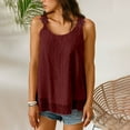 thumbnail image 2 of Annhoo Womens Fashion Tank Tops Summer Flowy Crewneck Sleeveless Lace Decor Solid Color Vest Casual Shirts, 2 of 8