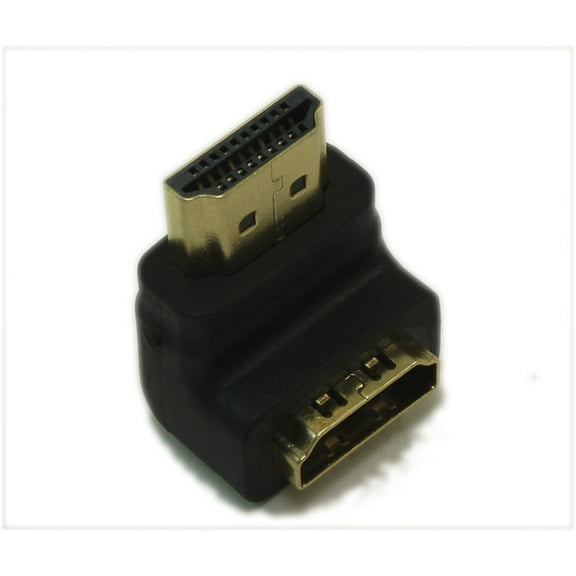 HDMI Male to Female 90 Degree Angle Adapter, Down Facing, Gold Plated