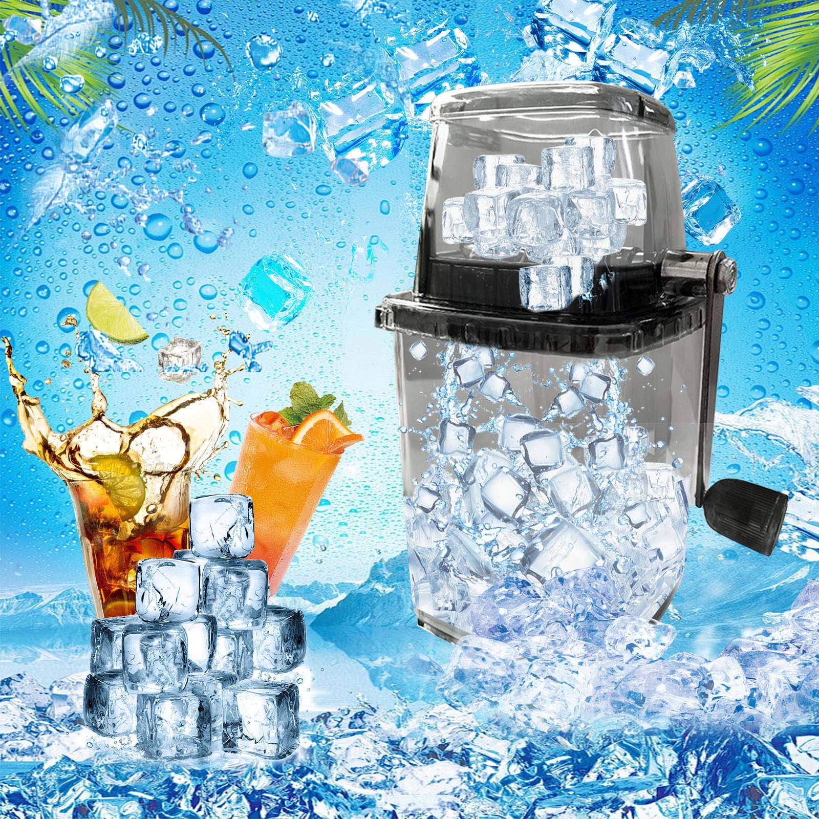 Summer Savings! Uhuya Manual Ice Crusher Transparent Multi-purpose Hand Shaved Ice Machine Ice Crushers for Home Use