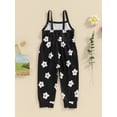 thumbnail image 4 of Bslissey Toddler Little Girls Summer Suspender Jumpsuit Flower Print Spaghetti Straps One Piece Romper 12M 18M 24M 3T 4T 5T Kids Cute Overalls for Casual Daily, 4 of 9