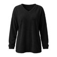 thumbnail image 4 of Yievot Women's Fleece Sweatshirts V Neck Long Sleeve Fall Top Solid Color Casual Warm Tunic Tops, 4 of 9
