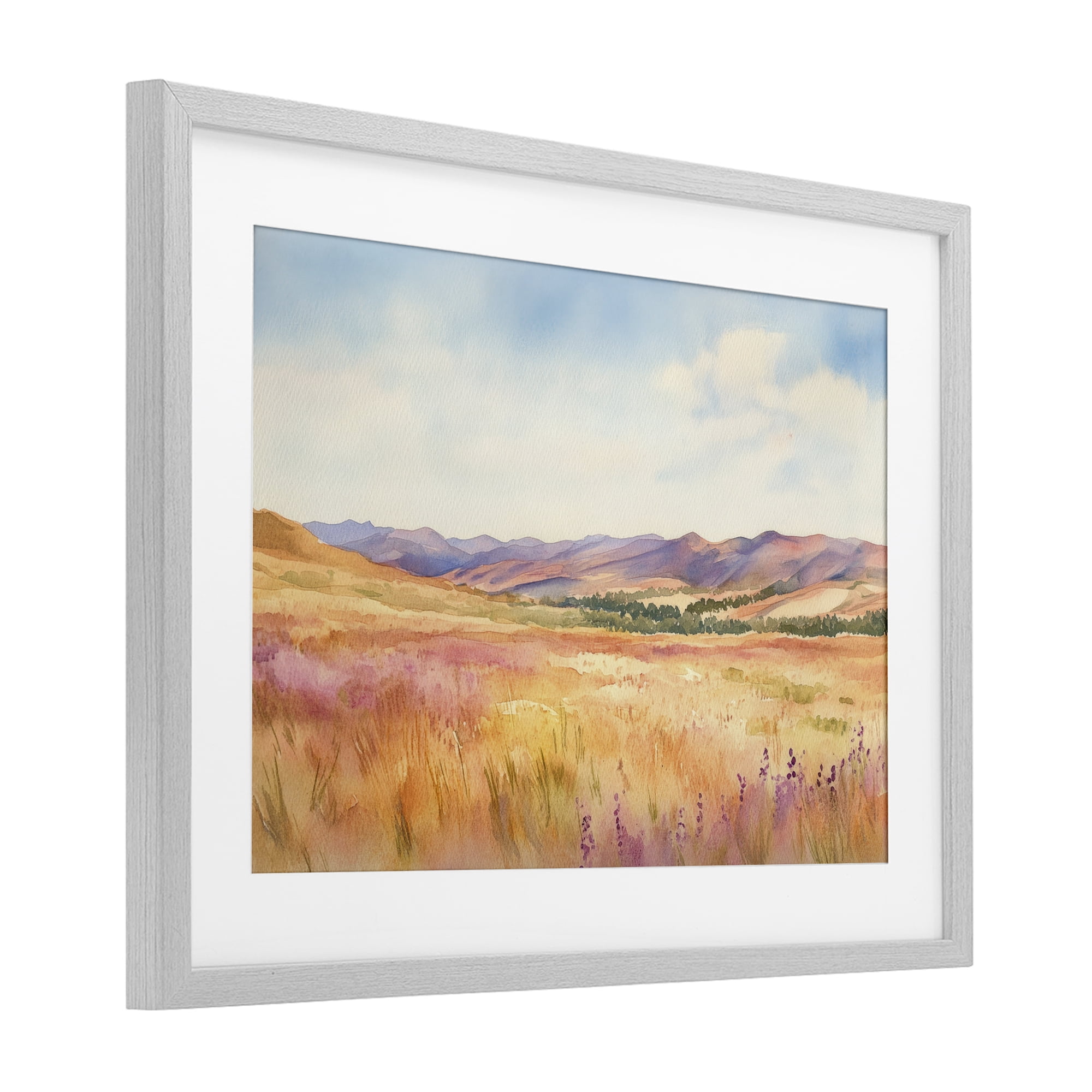 Stupell Industries Pastel Valley Panorama Gray Framed Print Under Glass, design by Petal Prints Design