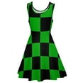 thumbnail image 6 of 2024 Black And Green Two T Dress Mod Checkers Pretty Dresses High Waist Street Fashion Skate Dress Summer Women Oversized Vestidos, 6 of 7