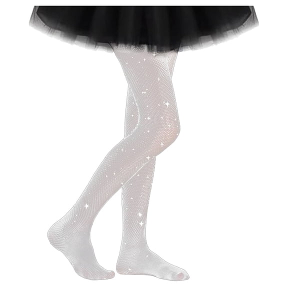 JAKANYQ Toddler Tights Kids Fishnet Tights Glitter Fishnet Tights Kids Glitter Tights Fishnet Tights Black Glitter For Children Parties Black White L