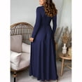 thumbnail image 5 of Woman Wedding Dress Wedding Dresses Womens Fashionable Long Sleeve V-Neck Dress - Ruched Details and Slit for A Trendy Evening Outfit, 5 of 7
