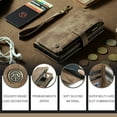 thumbnail image 2 of for iPhone 16 Pro Case Wallet for Women and Men, iPhone 16 Pro Case, PU Leather Magnetic Flip Strap Wristlet Zipper Card Holder Wallet Business Phone Cover for iPhone 16 Pro, Brown, 2 of 10