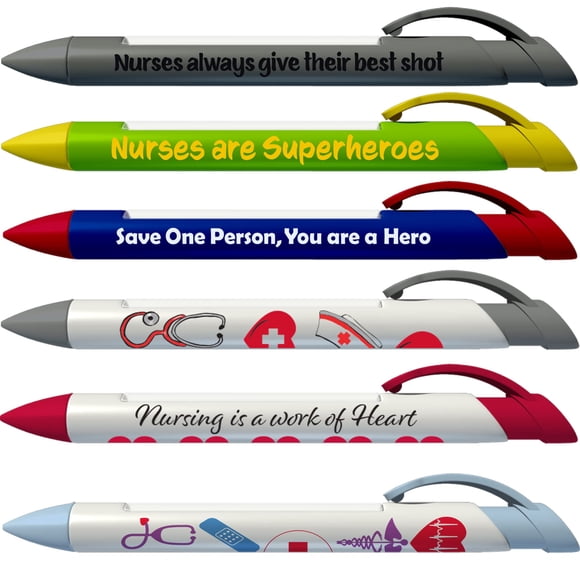 Juego de bolígrafos de felicitación Nurse Appreciation, 6 diseños con mensaje giratorio
