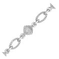thumbnail image 2 of 925 Silver Cable Oval Square Link Bracelet Diamonds 1/4 cttw 7.25 in, 2 of 3