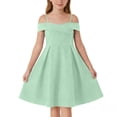 thumbnail image 3 of Ugoldhm Girls Off-the-Shoulder Formal Dress with Pockets - Spaghetti Strap A-Line Party Gown (6-14 Years), 3 of 8