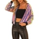 thumbnail image 4 of Chaqueta bomber de mujer INSPIRE CHIC con lentejuelas, cierre de cremallera y bolsillos ocultos, tamaño M, multicolor, 4 of 6
