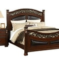 thumbnail image 4 of Miri Arched Queen Bed, Carved Leaf Details, Reeded Pilasters, Oak Brown- Saltoro Sherpi, 4 of 5