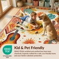 thumbnail image 4 of Design&I 4'x6' Washable Area Rug Snag-Free Skid-Resistant Medium Hawaii Guitar Tiki Boho Sunset Motifs Hibiscus Luau Party Surf for Home Office, Under Desk, 4 of 7