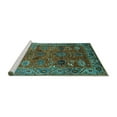 thumbnail image 2 of Ahgly Company Machine Washable Indoor Round Oriental Turquoise Blue Traditional Area Rugs, 5' Round, 2 of 4