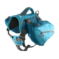 Kurgo Big Baxter Dog Backpack, Adjustable Saddlebag for Hiking, Walking, Running, Camping, Coastal Blue