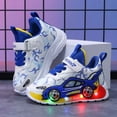thumbnail image 5 of Boys Cute Cartoon Light Up Sneakers Toddler Kids Breathable High Top Casual Non Slip Basketball Shoes, 5 of 7