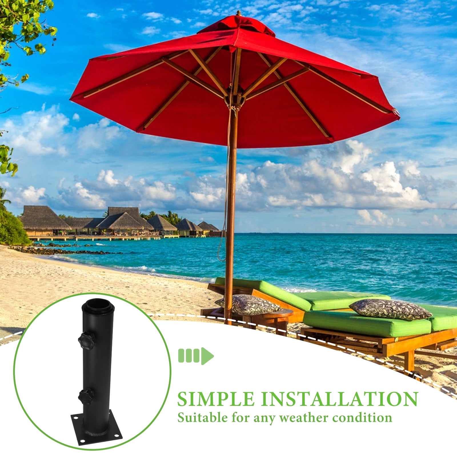 Outdoor Umbrella Moss Stone Stand for Patio Deck Base - Weather-Resistant Garden Decoration