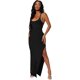 thumbnail image 1 of Vestido largo para mujer con abertura lateral en los muslos y espalda descubierta, sin mangas, con lazo en la espalda, con abertura cruzada Negro M Negro M Xishao ropa, 1 of 2