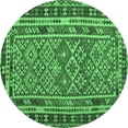 thumbnail image 1 of Ahgly Company Indoor Round Southwestern Emerald Green Country Area Rugs, 3' Round, 1 of 4