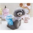 thumbnail image 3 of Vestido para perrita, falda para cachorro, vestidos de princesa para perrita, tutú, vestido de boda de lujo con lazo de encaje y flores para perrita pequeña (S, azul cielo), 3 of 5