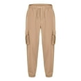 thumbnail image 5 of CFLVAEK Cargo Pants for Men Casual Elastic Bottom Cargo Hiking Pant with Multi Pockets Casual Drawstring Elastic Waist Loungwear Khaki XL, 5 of 8