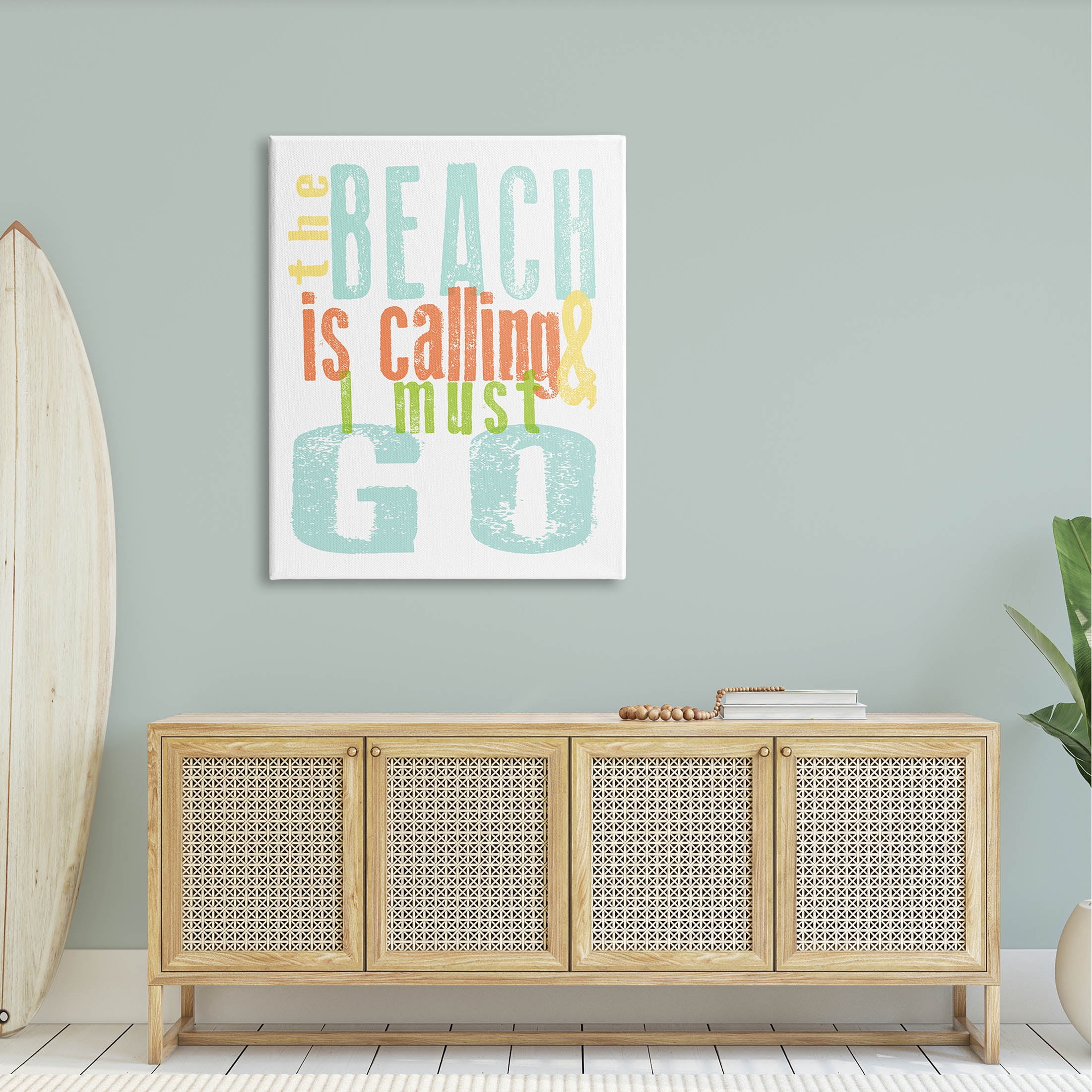Stupell Industries Beach Is Calling I Must Go Phrase Graphic Art Gallery Wrapped Canvas Print Wall Art, Design by Alli Rogosich