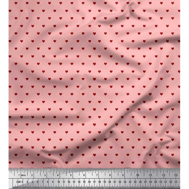Soimoi Rayon Fabric Heart Shirting Print Fabric by The Yard 56 Inch Wide