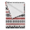 thumbnail image 2 of Nordic Soft Flannel Fleece Blanket, Scandinavian Style Norwegian Ornamental Winter Motif Silhouettes Traditional, Cozy Plush for Indoor and Outdoor Use, 60" x 80", Ruby Black White, by Ambesonne, 2 of 5