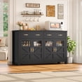 thumbnail image 4 of Homfa Buffet Cabinet with 2 Large Drawers & Glass Doors, 55.1” W Kitchen Sideboard Storage Cabinet with Adjustable Shelves, Buffet Table Dining Room Cabinet, Black, 4 of 8