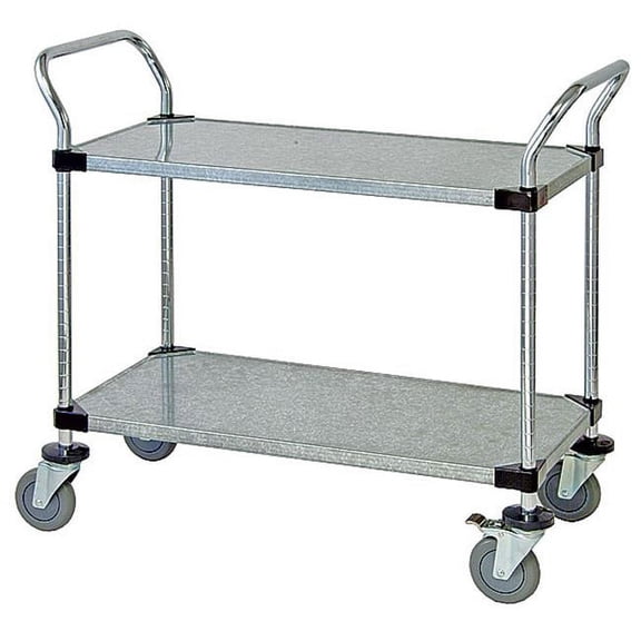 Quantum Storage WRSC-1842SS-2S Stainless Steel Utility Cart, 1 Wire & 1 Solid Shelf - 18 x 42 x 37.5 in.