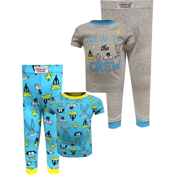 Looney Tunes Boys Looney Tunes New to the Crew Cotton 4 Pc Infant Pajama (12 Month)