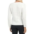 thumbnail image 2 of Kaily K Women's Cut Out Soft Cotton Blend Cable Knit Sweater-White / M, 2 of 3