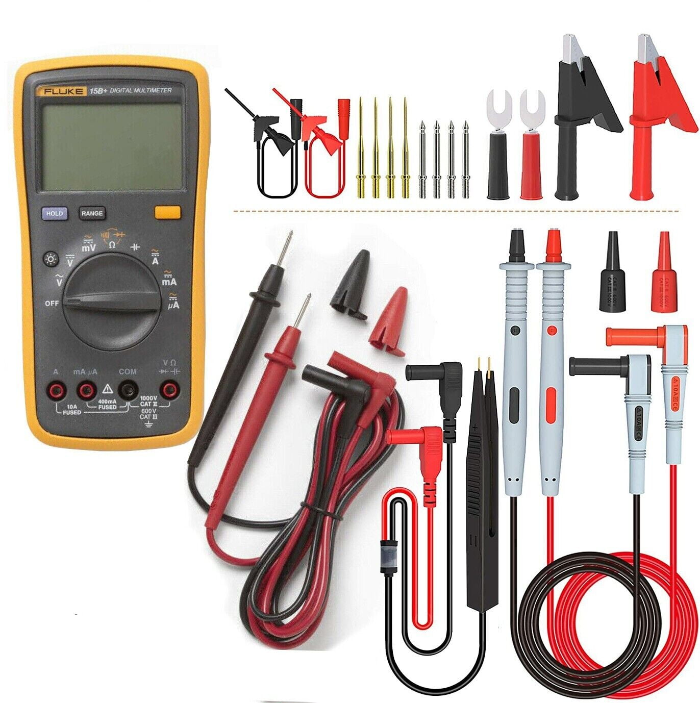 FLUKE 15B+ F15B+ Digital Multimeter Meter & 21 in 1 Multimeter Test