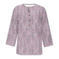 thumbnail image 4 of Birdeem Womens Printed Button 3/4 Sleeve T-Shirt Loose Top, 4 of 12