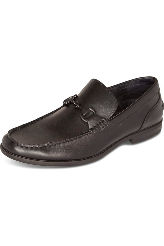 REACTION KENNETH COLE Mens Black Padded Crespo Round Toe Block Heel Slip On Loafers Shoes 10 M