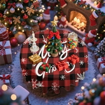 Fmbmuo Merry Christmas Round Tablecloth - 60 Inch Holiday Dining Table Cover