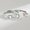 thumbnail image 3 of VOLALO 2pcs His and Hers Wedding Ring Sets Couples Engagement Rings Women and Men 925 Sterling Silver AAA Cubic Zirconia Couple Rings Adjustable, 3 of 4
