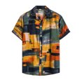 thumbnail image 1 of Lars Amadeus Camisas abotonadas de mancorcon bloques de colores geométricos irregulares pahombre Amarillo verde M, 1 of 6