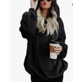 thumbnail image 3 of Women's Fleece Sweatshirts Casual Double Fuzzy Fluffy Hoodie Warm Stylish 1/4 Zip Pullover, 3 of 4