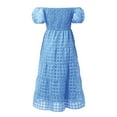 thumbnail image 4 of Vestido corto de mujer con hombros descubiertos y mangas abullonadas, corte A, bajo con volantes, tejido de poliéster, tallas S-XXL, perfecto para fiestas de verano y vacaciones., 4 of 5