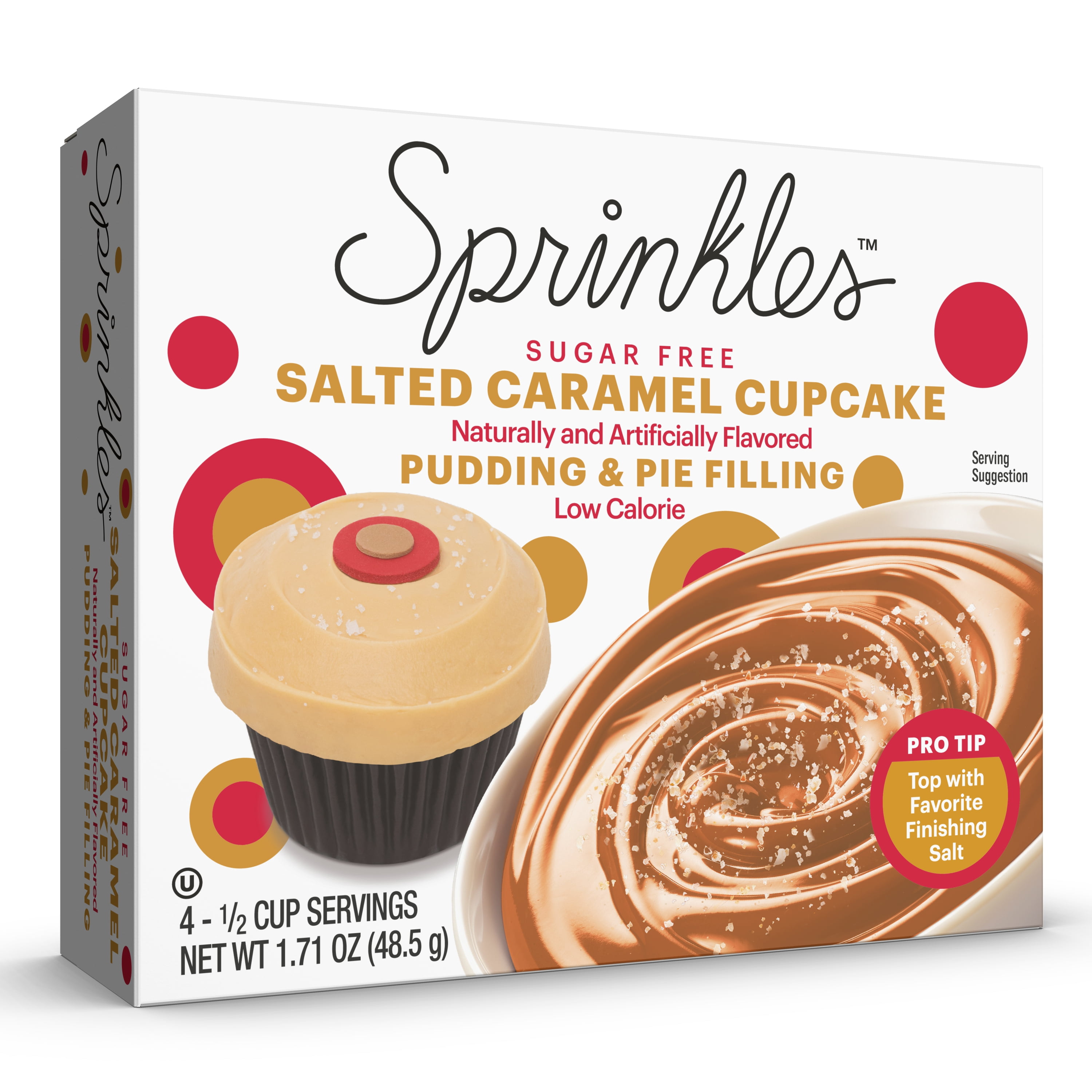 (6 pack) Sprinkles Salted Caramel Cupcake Sugar-Free Instant Pudding Mix, 4 Servings, 1.71 oz Box