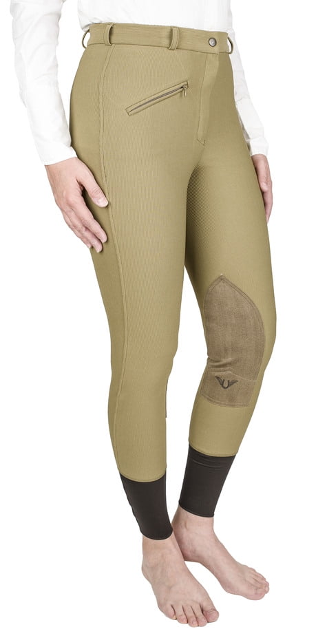 Tuffrider Ribb Knee Patch Riding Breeches Front Zip UltraGripp Polyester Blend 