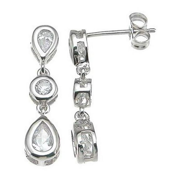 Sterling Couture e6597 925 Boucles d'Oreilles Zirconium Cubique en Argent Sterling&44; Finition Rhodium