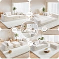 thumbnail image 3 of 79" Boneless Cloud Loveseat Sofa with Ottoman, Modular Chenille Convertible Floor Couch Bed, No Assembly, Beige, 3 of 7