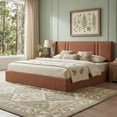 thumbnail image 2 of King Lift up  Large Storage Platform Bed Frame with Fabric Upholstered Wingback 41.73" High Headboard,Ocher, 2 of 14