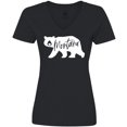 thumbnail image 3 of Inktastic Montana White Bear Silhouette Women's V-Neck T-Shirt, 3 of 5