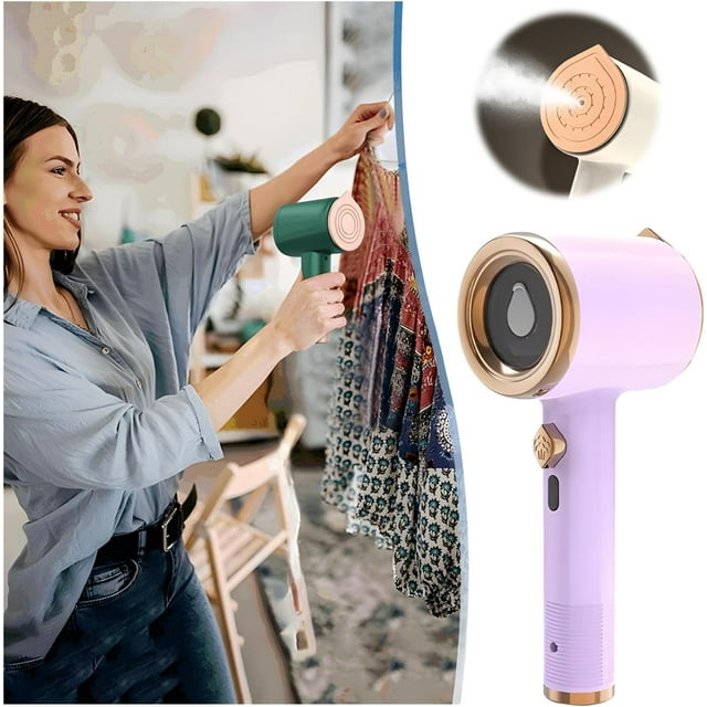 HUGFEGWE Portable Mini Ironing Machine, New Travel Mini Steam Iron, Handheld Garment Steamer, Fast Preheating Steam Dry Ironing, 360 Degree Ironing Without Dead Angle for Home and Travel (Purple)