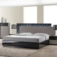 thumbnail image 2 of 3 Piece Wood Modern Bedroom Set, California King LED Bed, Dresser & Mirror, High Gloss Lacquer Finish, Black, 2 of 5