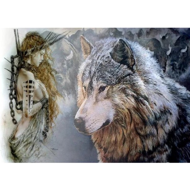 Taladro Pintura Diamante (DE8192) 5D DIY Full Wolf Girl Kit de bordado de punto de cruz 20X30cm FLhrweasw Nuevo