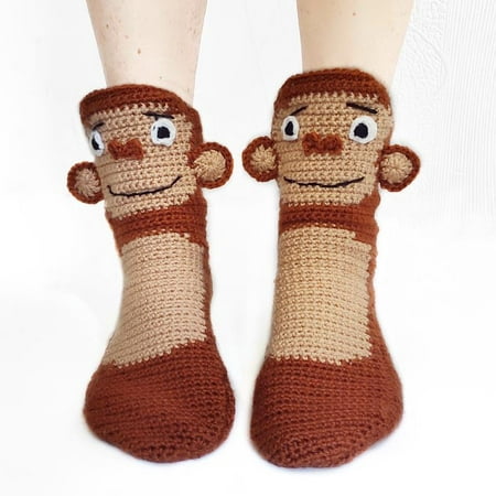 

Tregren Funny Animal Knit Socks for Women Crocodile Eating Foot Socks 3D Creative Chameleon Shark Alligator Floor Socks